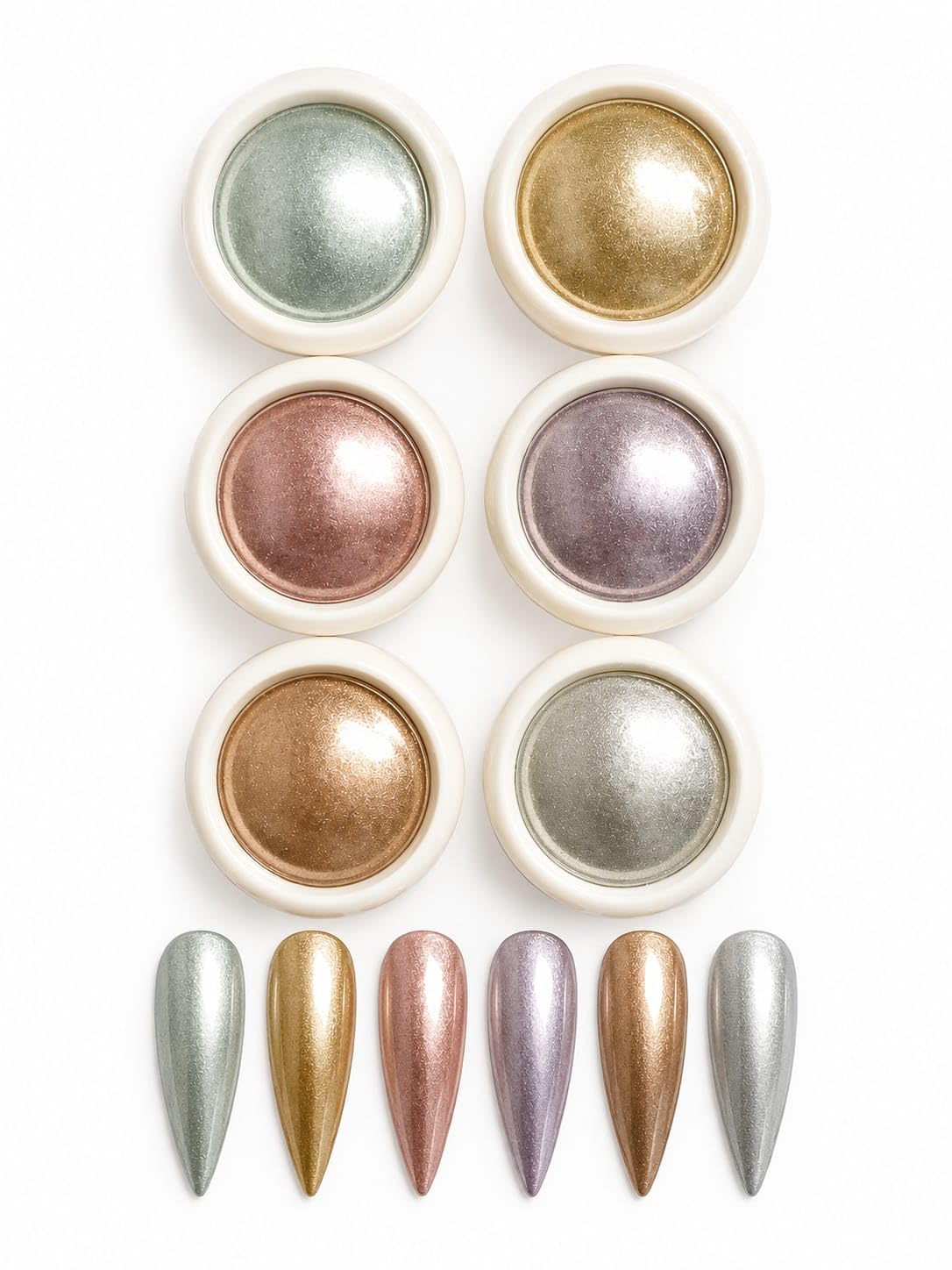 6 Colors Chrome Nail Powder Set, Mirror Effect Metallic Nail Pigment with Applicator Sponge for Gel Polish Nail Art, Shimmering Chrome Powder Kit for Manicure & DIY Nail Decoration (3)-image-19