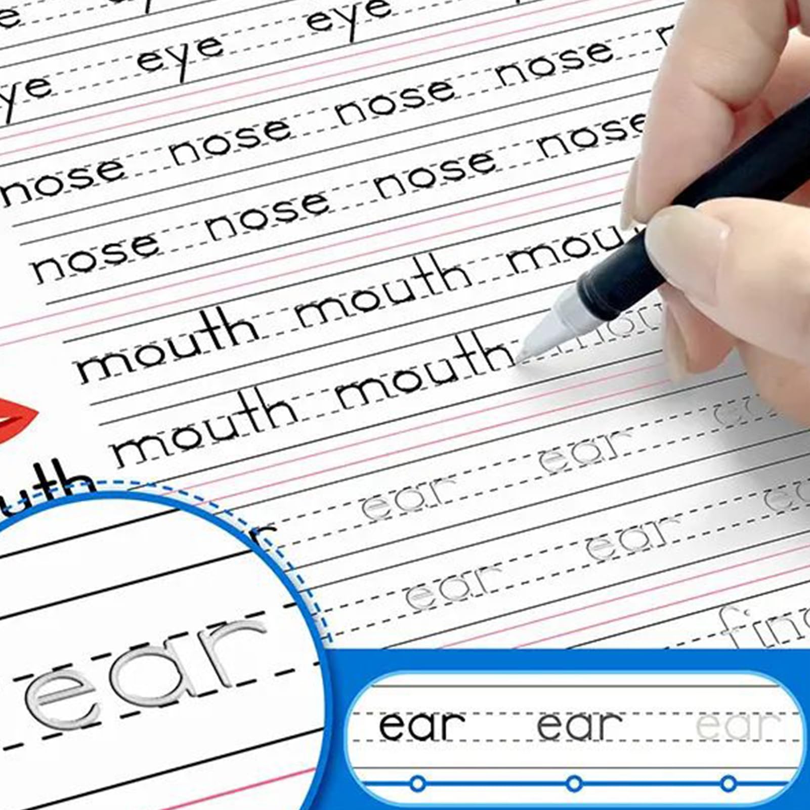 Quaderno Di Calligrafia Quaderno Riutilizzabile Con Scanalature | Quaderno Di Pratica Di Scrittura Per Bambini Con Impugnature Per Bambini In Età Prescolare, Asilo E Infanzia