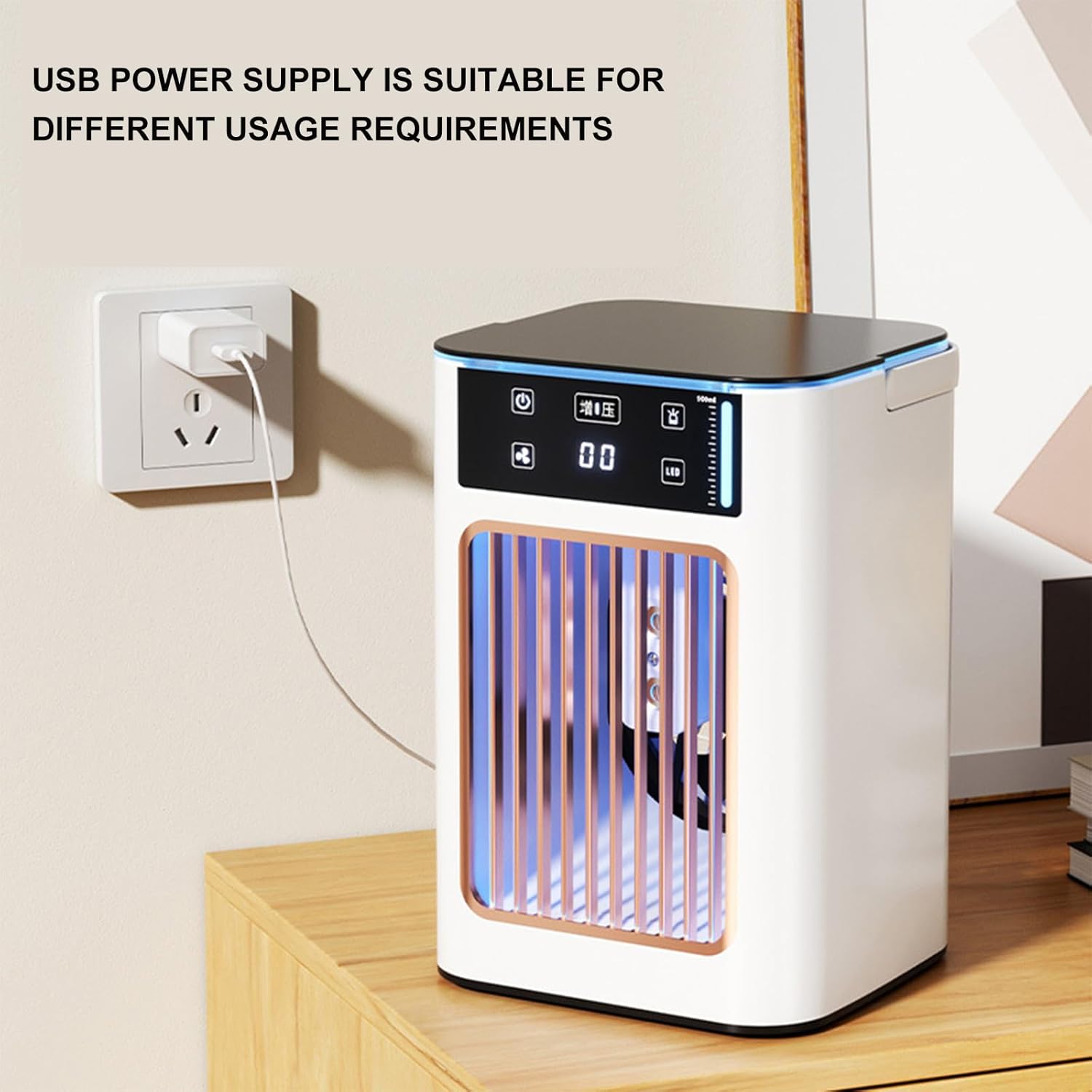 Small Portable Air Conditioning USB Charging Desktop Cooling Machine 3 Speeds Evaporative Windowless For Own Use Desktop Air Cooling Machine