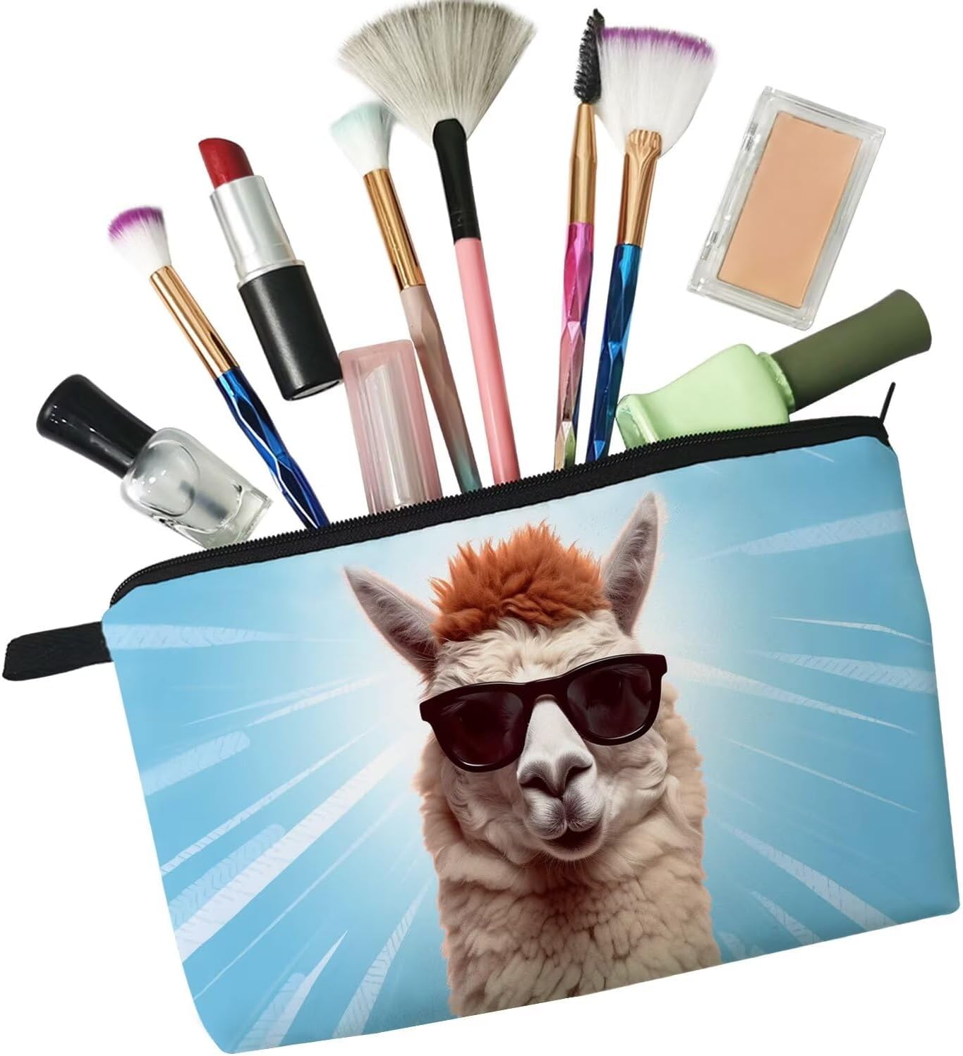 Cool Llama Makeup Bag Cute Small Organizer Zipper Pouch Cool Llama Cosmetic Bag Birthday Present for Women Friends - Image 4