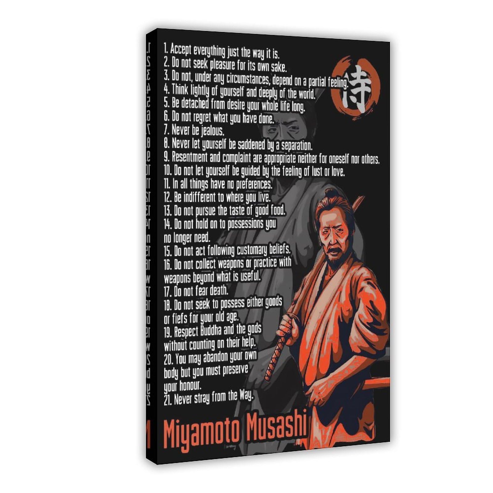 Qnvjqkdsi Frame Japanese Samurai Miyamoto Musashi Quote (4) Canvas Poster Bedroom Decor Landscape Office Room Decor Gift 24" L X 36" W