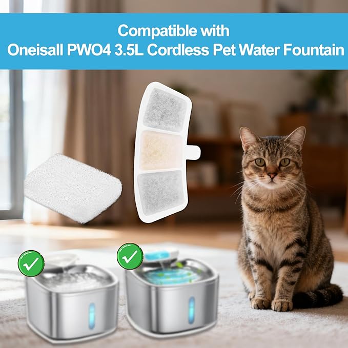 18 Filtros para Fuente de Agua para Gatos, Compatible con Oneisall PW04 miniatura 3