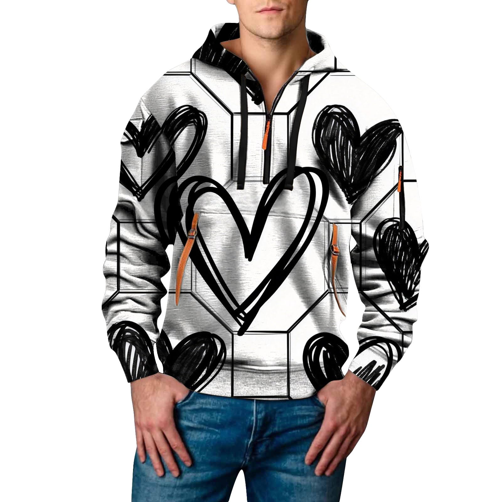 Sudaderas De Hombre Sudadera con Capucha para Mujer, Estampado Divertido Y Moderno, Manga Larga, Estilo Urbano Largas (Beige, S) Ropa Verano Casual Cortavientos Playa Deporte Oversize