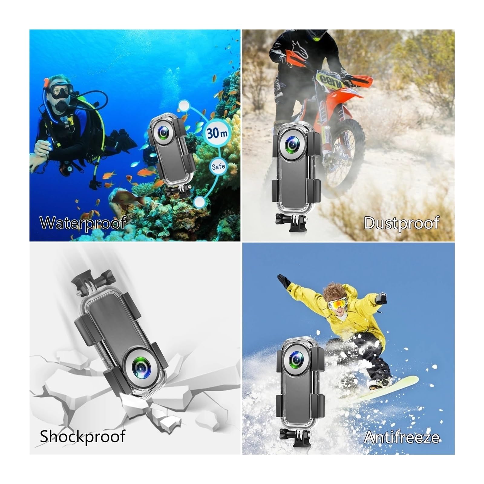 Custodia protettiva for fotocamera subacquea con custodia subacquea da 30 M | La copertura protettiva impermeabile si adatta alle fotocamere sportive, ideale for le immersioni