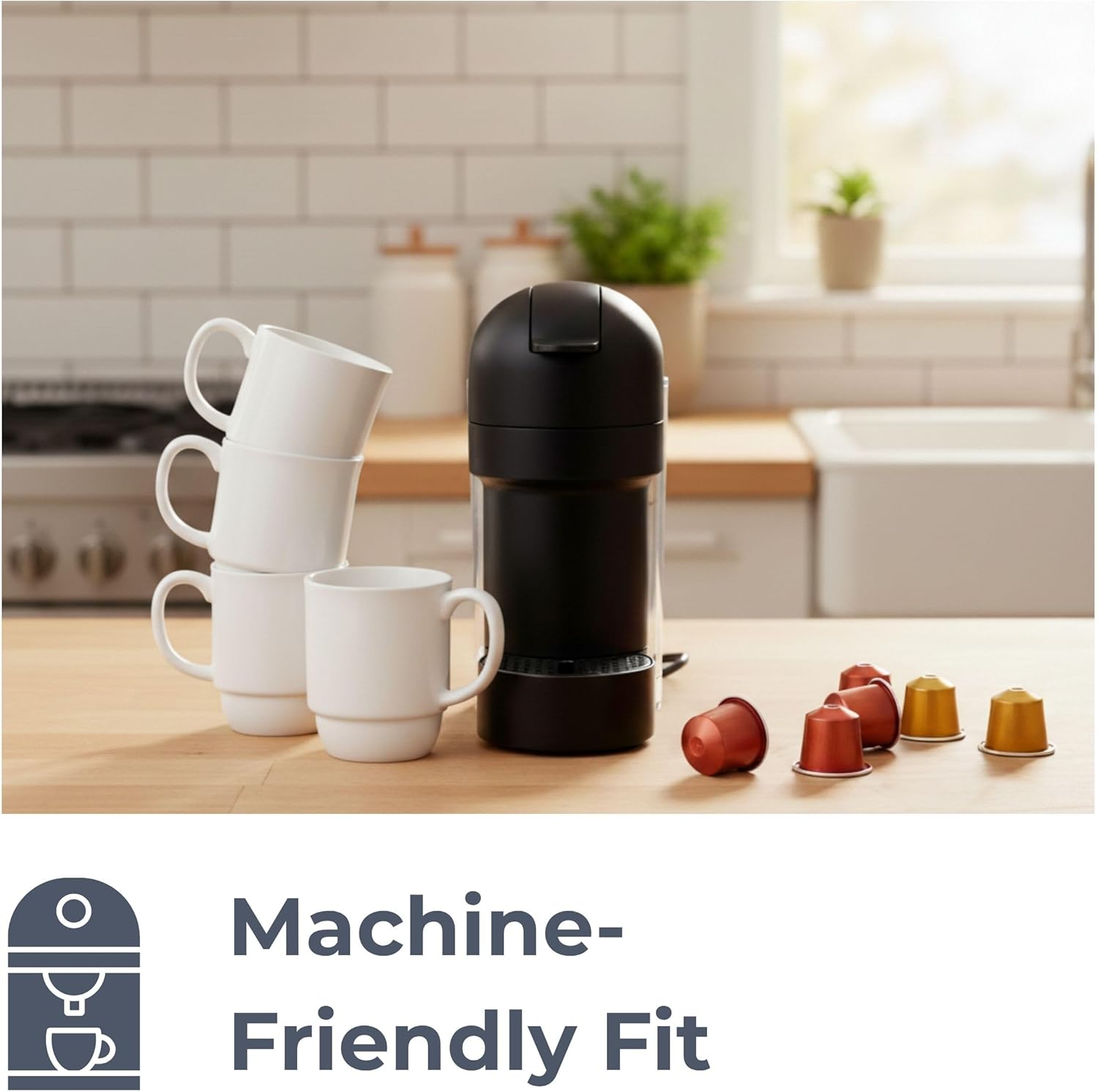 Stackable Porcelain Coffee Mug Set of 4 – 16oz Large Handle, Space-Saving Ceramic Mugs for Kitchen & Coffee Bar, Microwave & Dishwasher Safe • Modern Home Gift