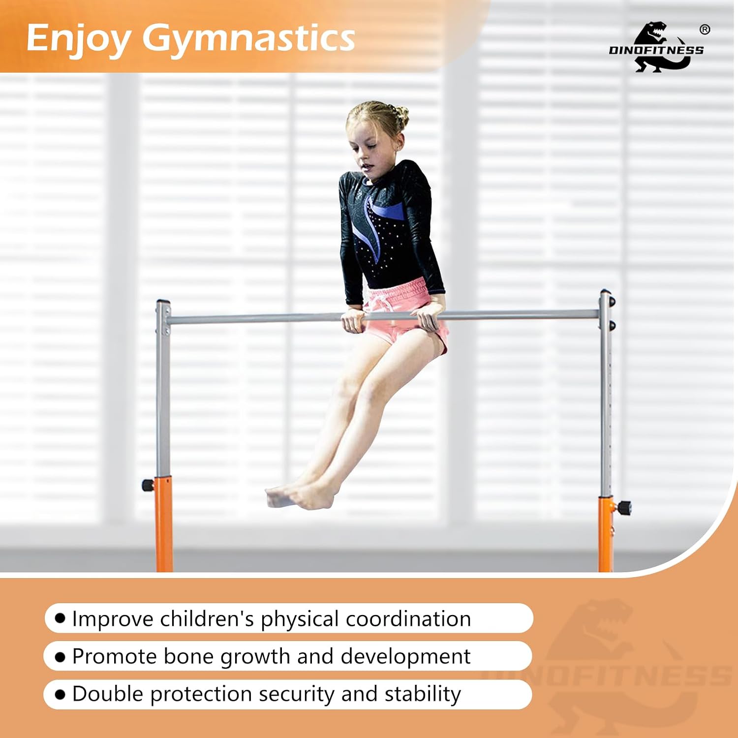 Gymnastics Bar for Kids,11 Levels Adjustable Height Gymnastics Equipment for Home,Thickened Upright Tube Gymnastic Horizontal Bars,No Wobble Gymnastics bar for Kids Ages 3-16 8 Gymnastics Bar for Kids,11 Levels Adjustable Height Gymnastics Equipment for Home,Thickened Upright Tube Gymnastic Horizontal Bars,No Wobble Gymnastics bar for Kids Ages 3-16 - Image 6