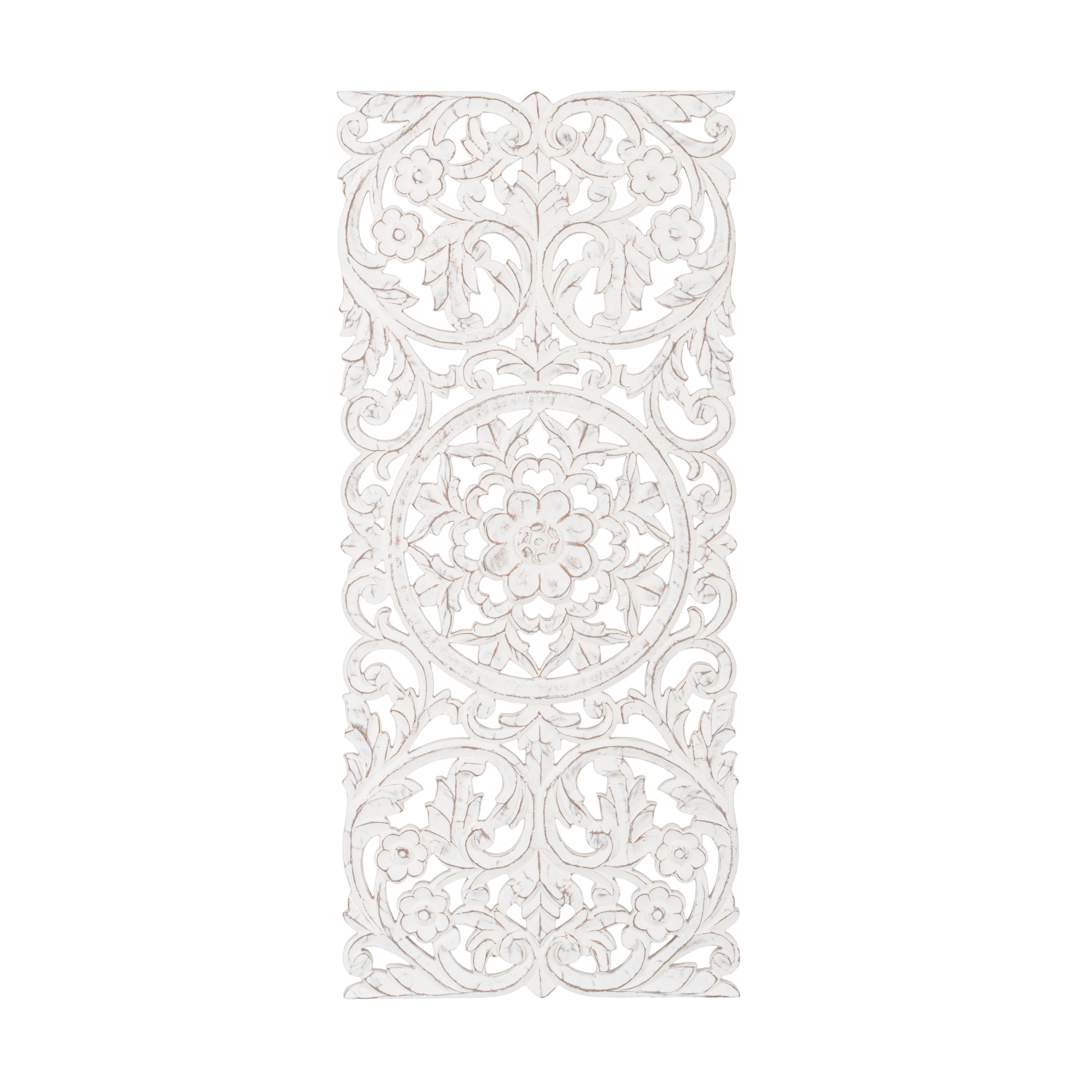 JFY Designs Carac Hand Carved Wood Medallion Wall Panels Bedroom Décor