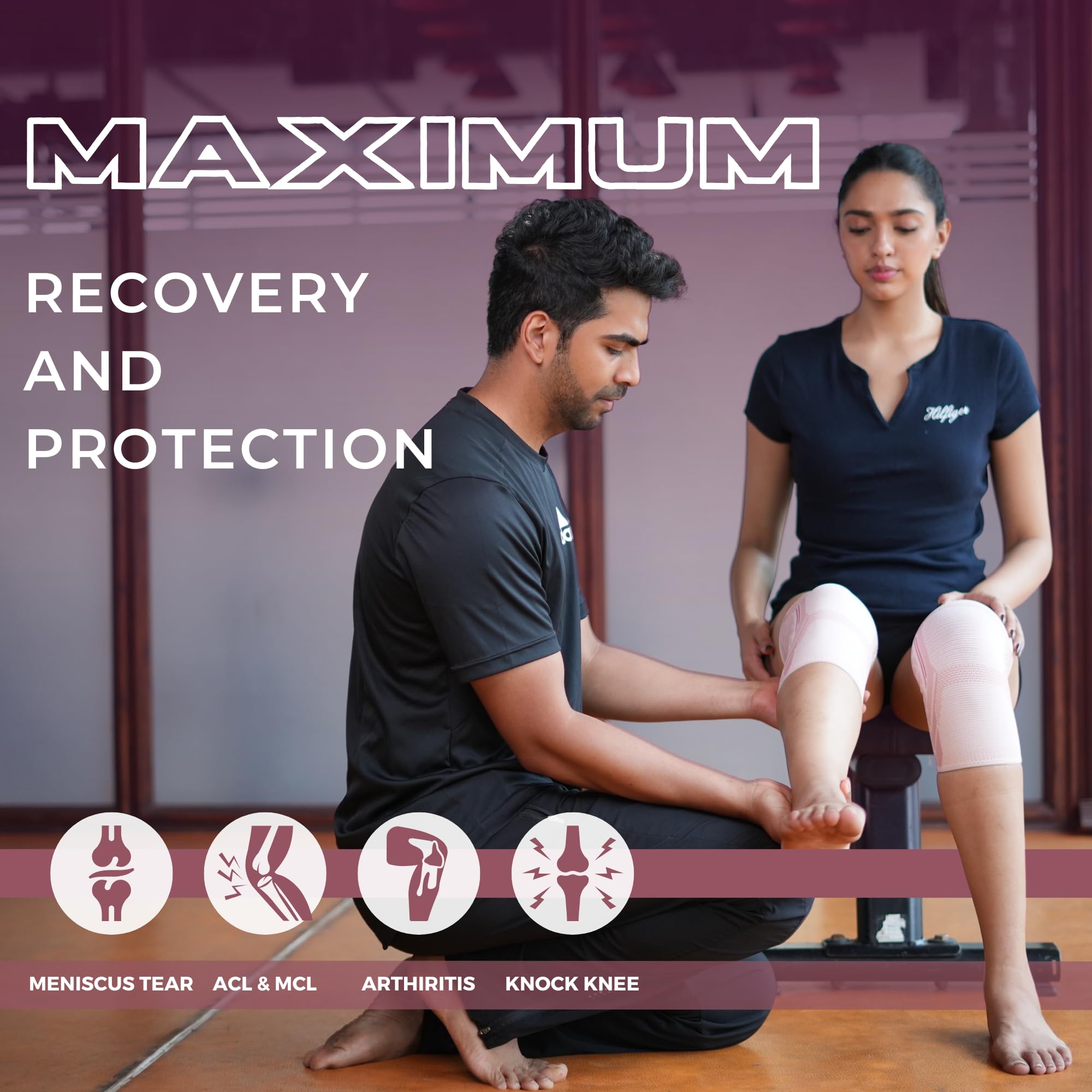 DR. FITZY (1 PAIR Anti-slip and breathable sports knee caps for women gym, patella knee support for woman running and squats, high compression ortho knee cap for woman(2pcs knee pads for women) - Image 2 thumbnail