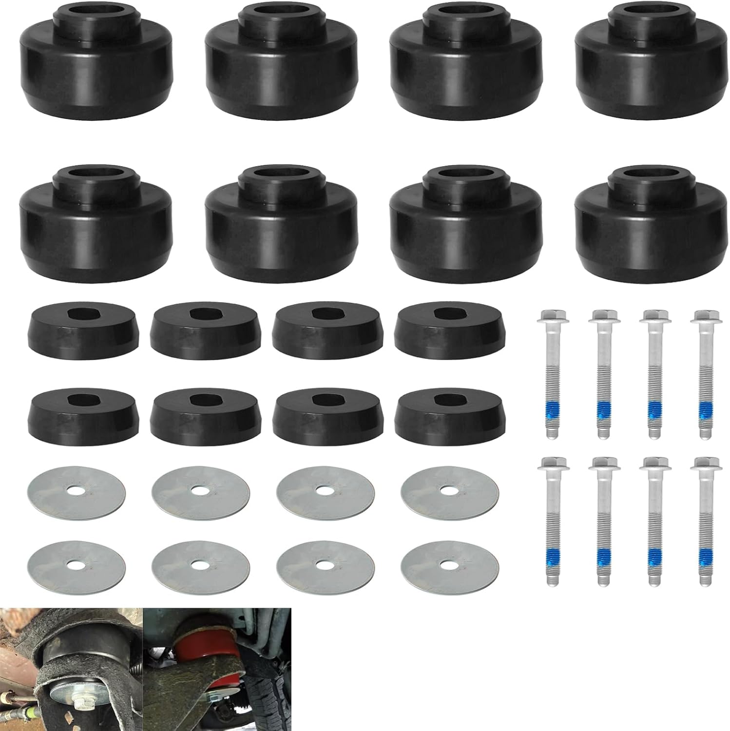 7-141 Polyurethane Body & Cab Mount Bushing Bolt Kit for GMC Sierra 1500 2500 2WD/4WD & 1999-2014 Chevy Silverado With Washers (24PCS) Replace 7-141
