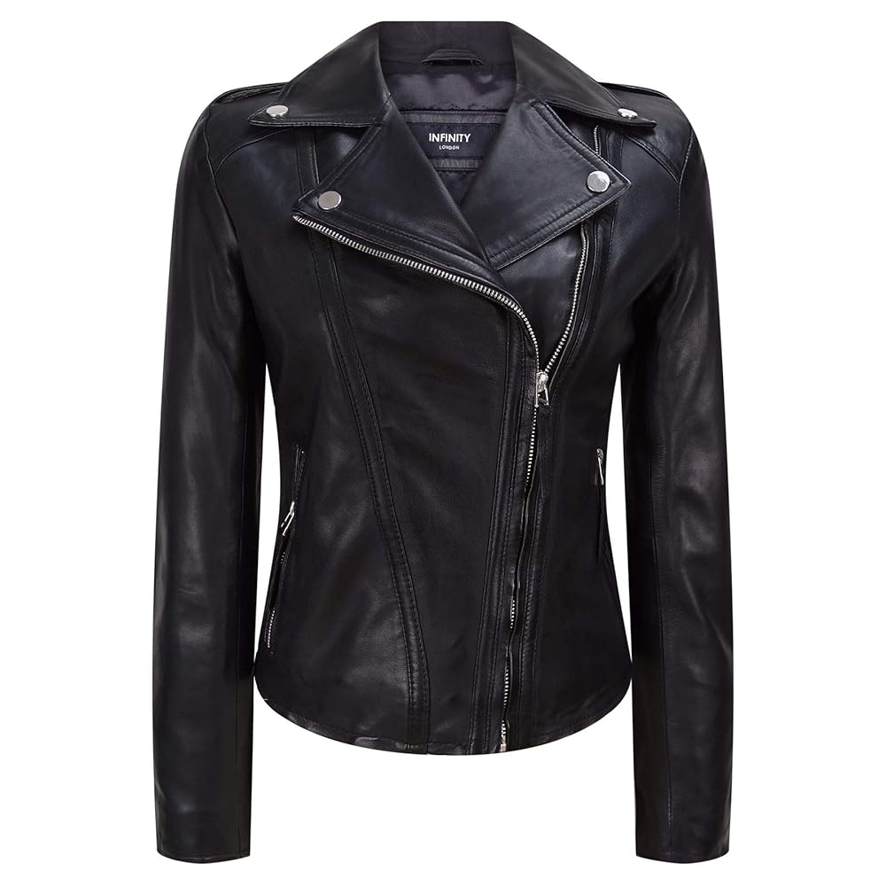 ÉPINE leather lady jacket black Elishia Cutting Edge Black Spike Studded Leather Jacket