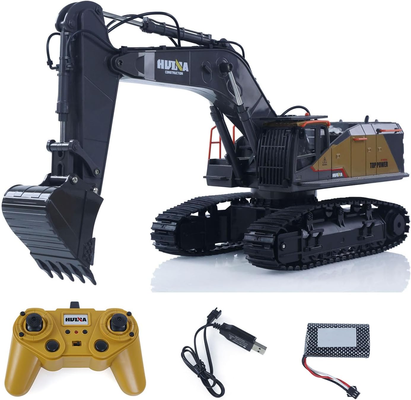 TOUCAN RC HOBBY HUINA 1/14 592 RC Tracked Excavator Car Model Gift 2.4G Radio Light Sound,US in Stock