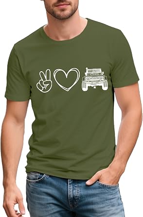 Mens Off Road Shirt Peace Love T-Shirts Peace Love Vehicle Tee Tops