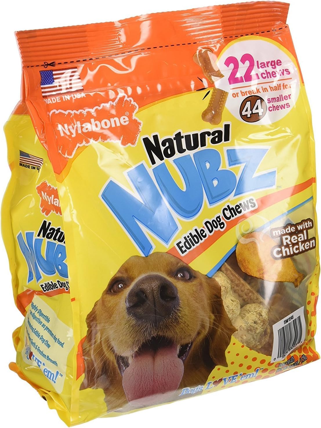 Nylabone Natural Nubz Kauspielzeug für Hunde, essbar, 66 Stück, 3,5 kg Insgesamt (3 x 1,2 kg / 22 Stück pro Beutel)