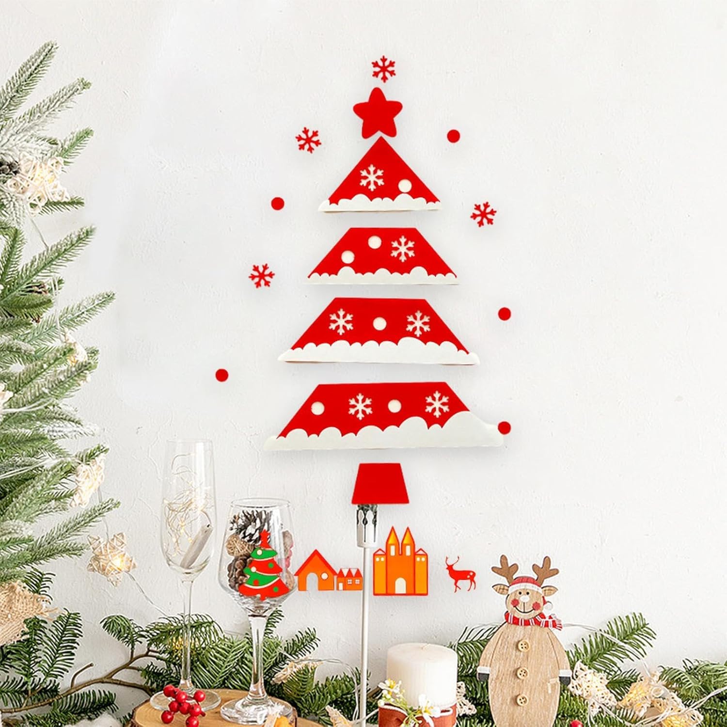 壁用の大きなフェルト クリスマス ツリー、子供用のフェルト 