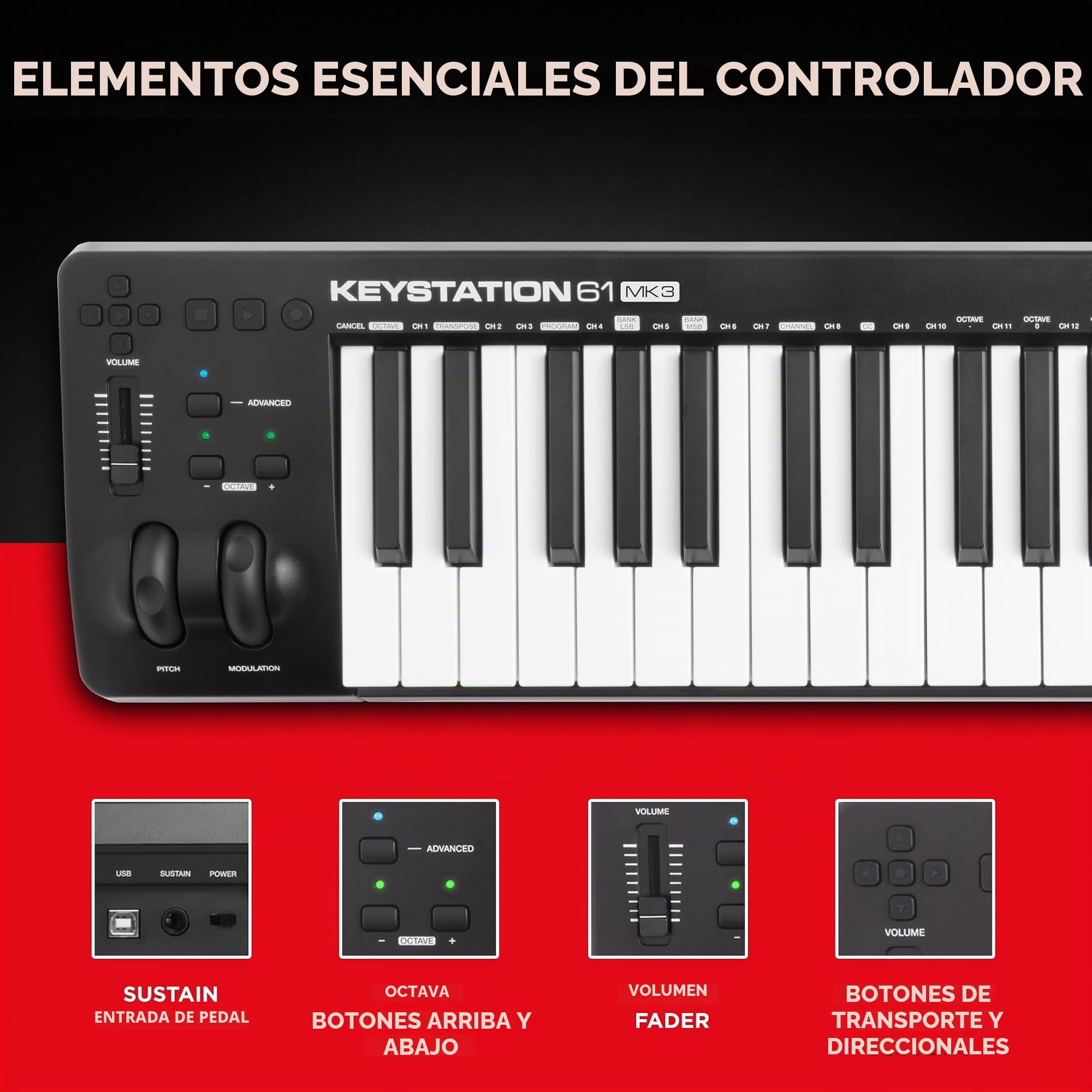 Amazon.com: M-AUDIO Keystation 61 MK3 - Controlador de teclado