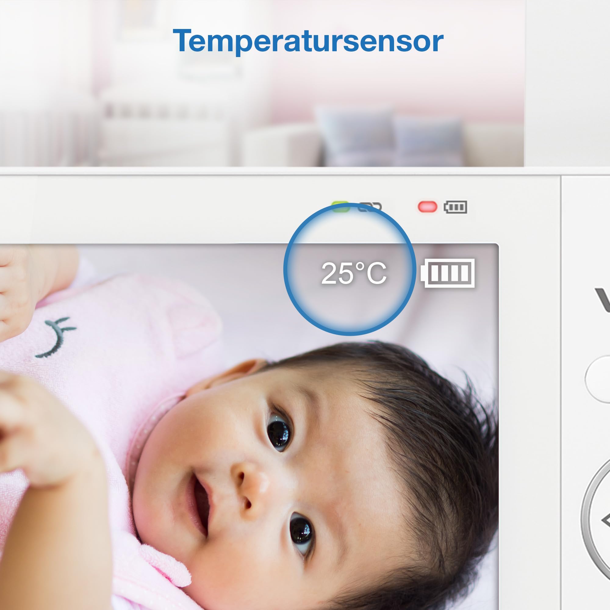 VTech Video-Babyphone mit 7" Farb-LCD-Bildschirm,360°-Panoramablick,Schwenken/Kippen/Zoom,Wiegenlieder&beruhigende Geräusche,Nachtlicht,Gegensprechfunktion,Touch-Bedienung,VM7468-2 mit Zwei Kameras
