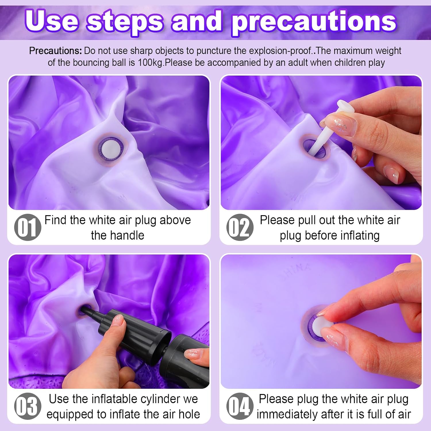 Libima 3 Pcs Hopper Ball 25 Inch Outdoor Bouncy Balls with Handles Marbling Color Bounce Balls Inflatable Jumping Hopping Ball with Air Pump for Indoor Outdoor Games Sports Supplies, 3 Colors