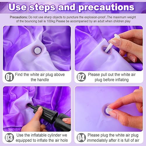 Miniatura 4 de Libima 3 bolas de tolva de 25 pulgadas para exteriores con asas, bolas inflables de salto con bomba de aire para juegos escolares de interior,