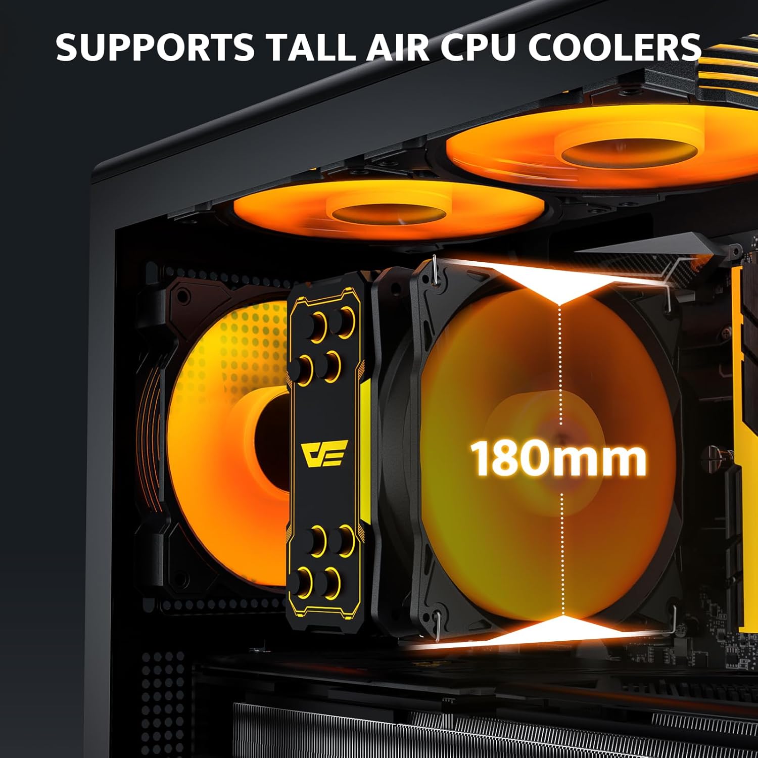darkFlash DB330M Micro-ATX Gaming PC Case, 270° Panoramic Dual Tempered Glass, 3× Pre-Installed PWM ARGB Fans, Vertical Airflow Design, Type-C Front I/O, Supports up to 240mm AIO, Black