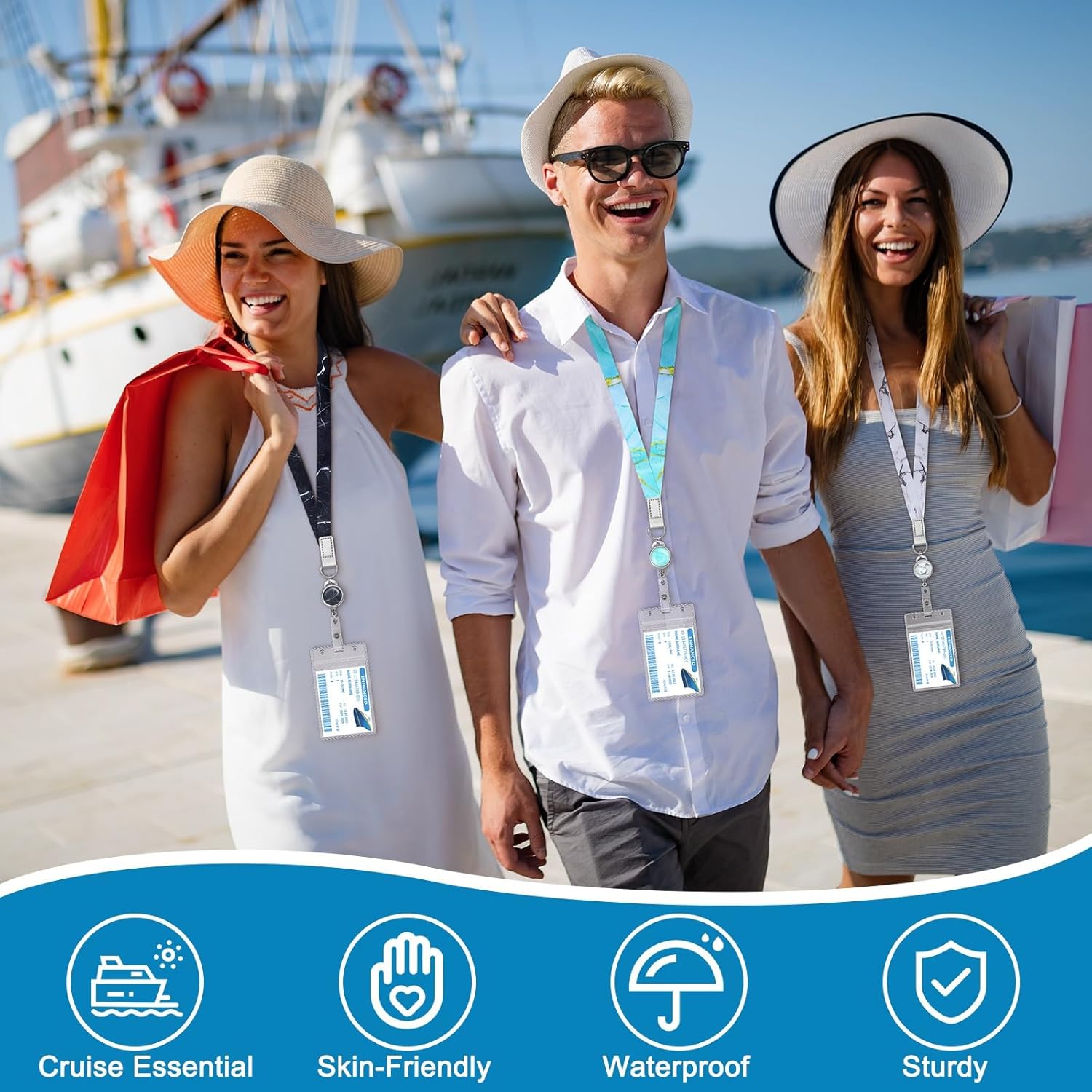 4 Pack Cruise Lanyard for Ship Cards Marble Cute Lanyards with Retractable Badge Reels Waterproof ID Badge Holder, 2026 Cruise Essentials Accessories - Image 6