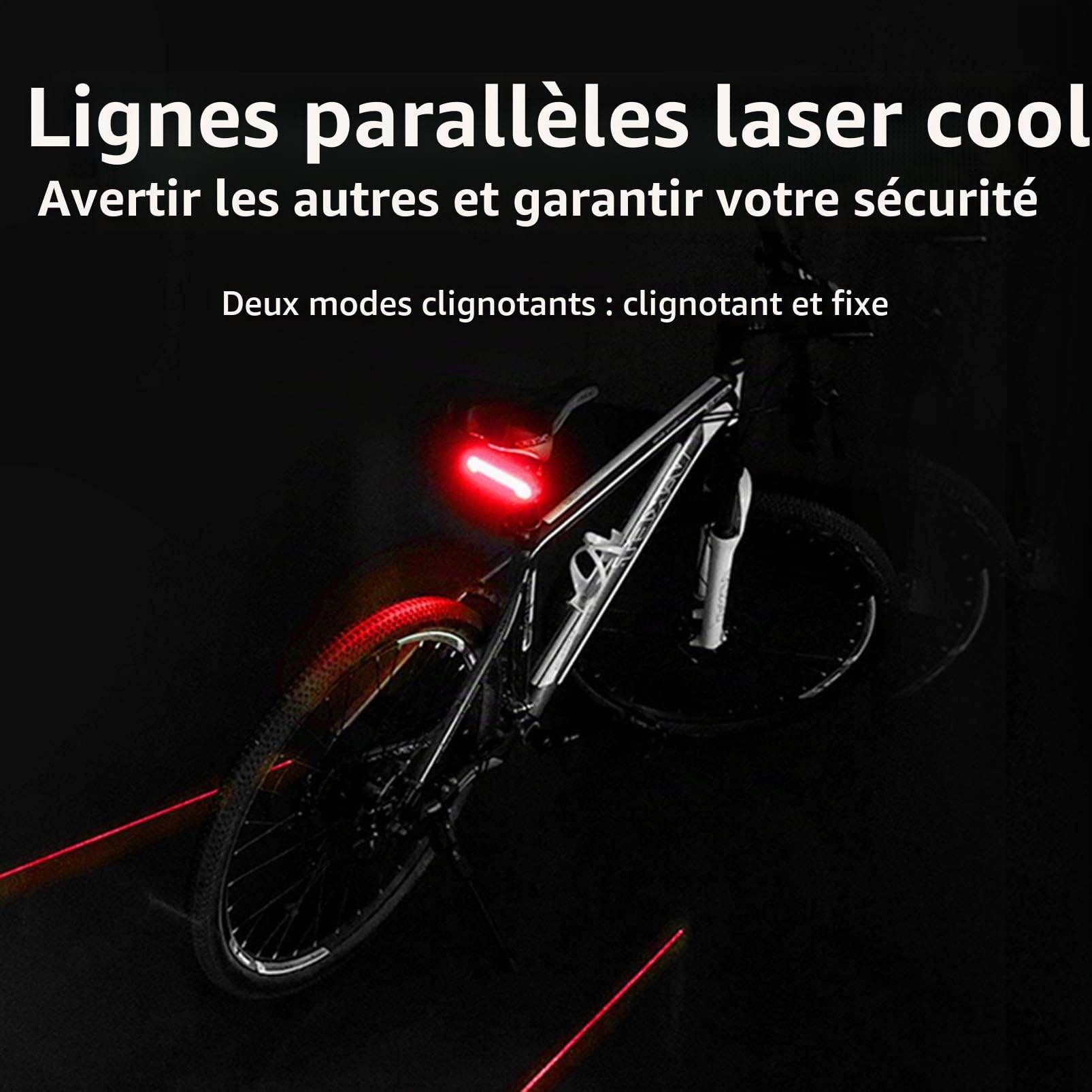 Feux arrière de vélo,X5 Vélo Arrière Lumière Vélo À Distance sans Fil Lumière Clignotant LED Faisceau USB Chargeable Vélo Feu Arrière