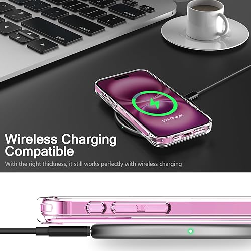 Miniatura 4 de bicol Funda compatible con iPhone 15 Plus, funda transparente con diseños de moda para niñas y mujeres, ajuste delgado, a prueba de golpes, funda