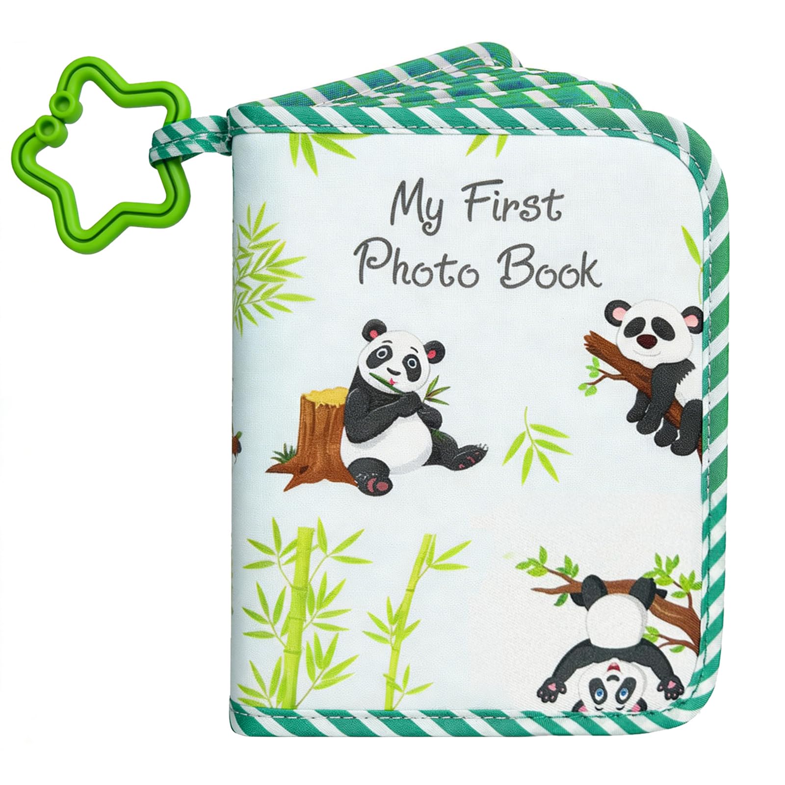 Chersun Baby Photo Album Soft Book With Teether Ring & Safety Mirror, My First Family Photo Book Holds 17 6X4 Photos, Panda Baby Memory Book For Newborn Toddler, Pram Cot Hanging Gift