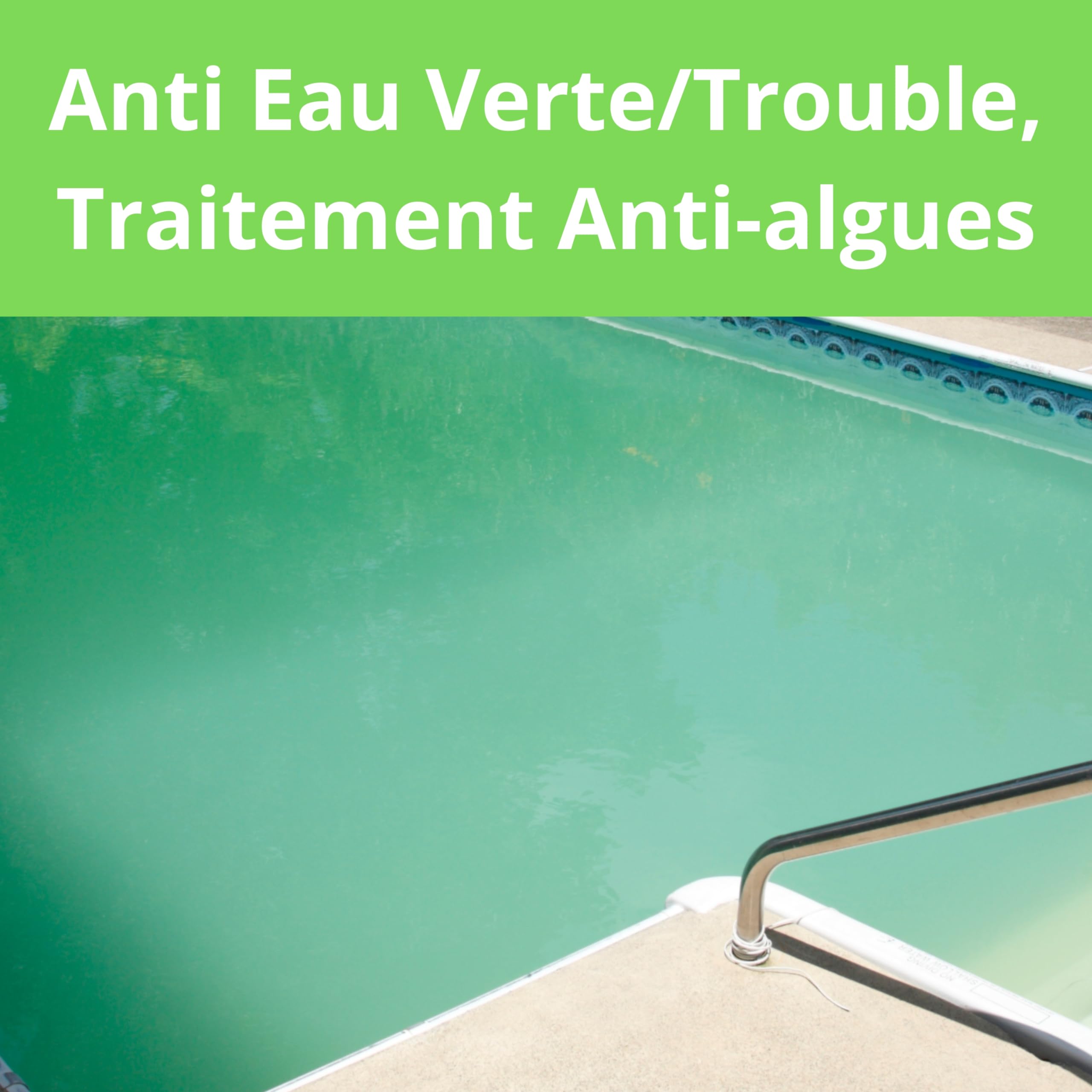 Algicide Anti Algues Piscine, rattrapage Choc Eau Verte │Anti Eau Verte/Trouble, Traitement Anti-algues 1L et 5L │Produit Stop algues et récupération des eaux Troubles (1L)