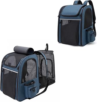 Cat Carrier Backpacks Expandable Cat Backpack with Breathable Mesh Pet Carrier Backpack for Cats Small Dogs Puppies Fit Up to 18 Lbs Dog Carrier Backpack for Outdoor
