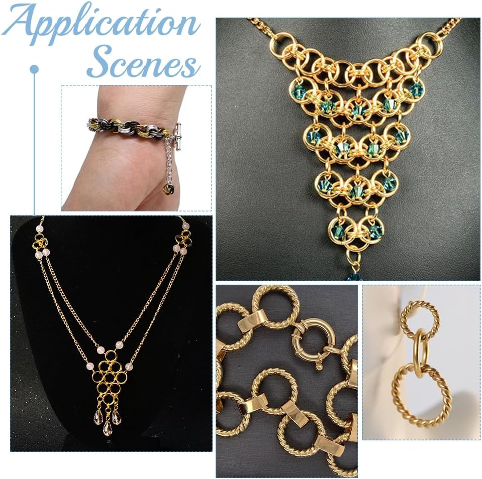 arricraft 100 Pcs Alloy Linking Rings, 5 Styles Gold Ring Triangle Oval Twisting Connector Rings Metal O Ring Connector Linking Rings Chain Links for Necklace Jewelry DIY Crafting - Image 6