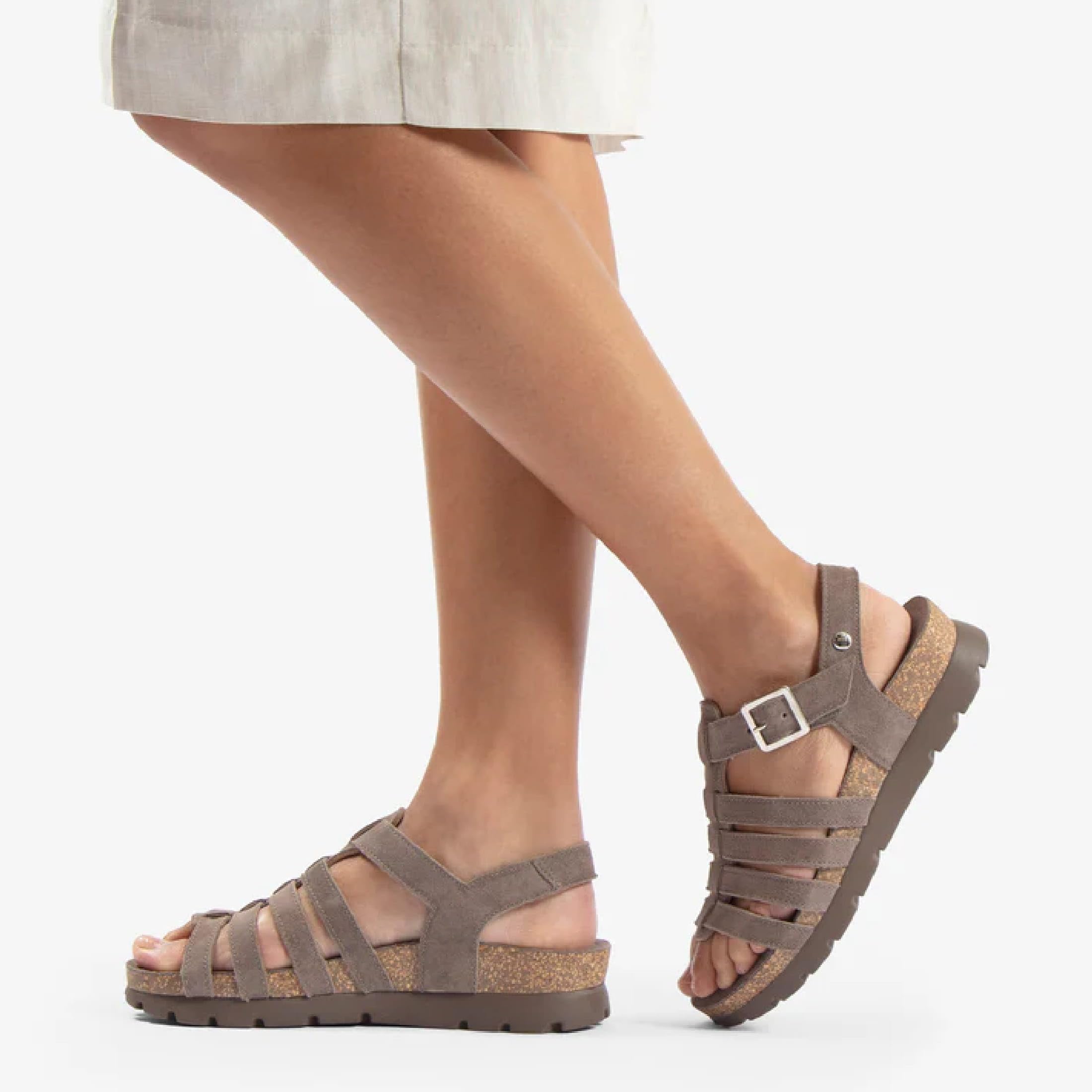 Panama Jack Sandalias de Cuña Sasha B6 Para Mujer, de Ante Gris Piedra, Estilo Alpargata de Verano.