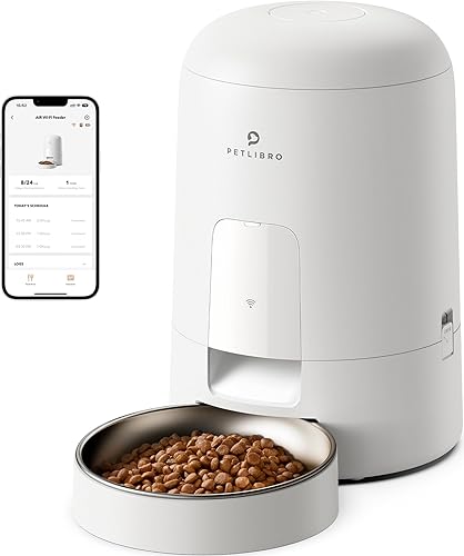 PETLIBRO Alimentador automático para gatos, dispensador de alimentos recargable con Wi-Fi, funciona con pilas con vida útil de 30 días, alimentador