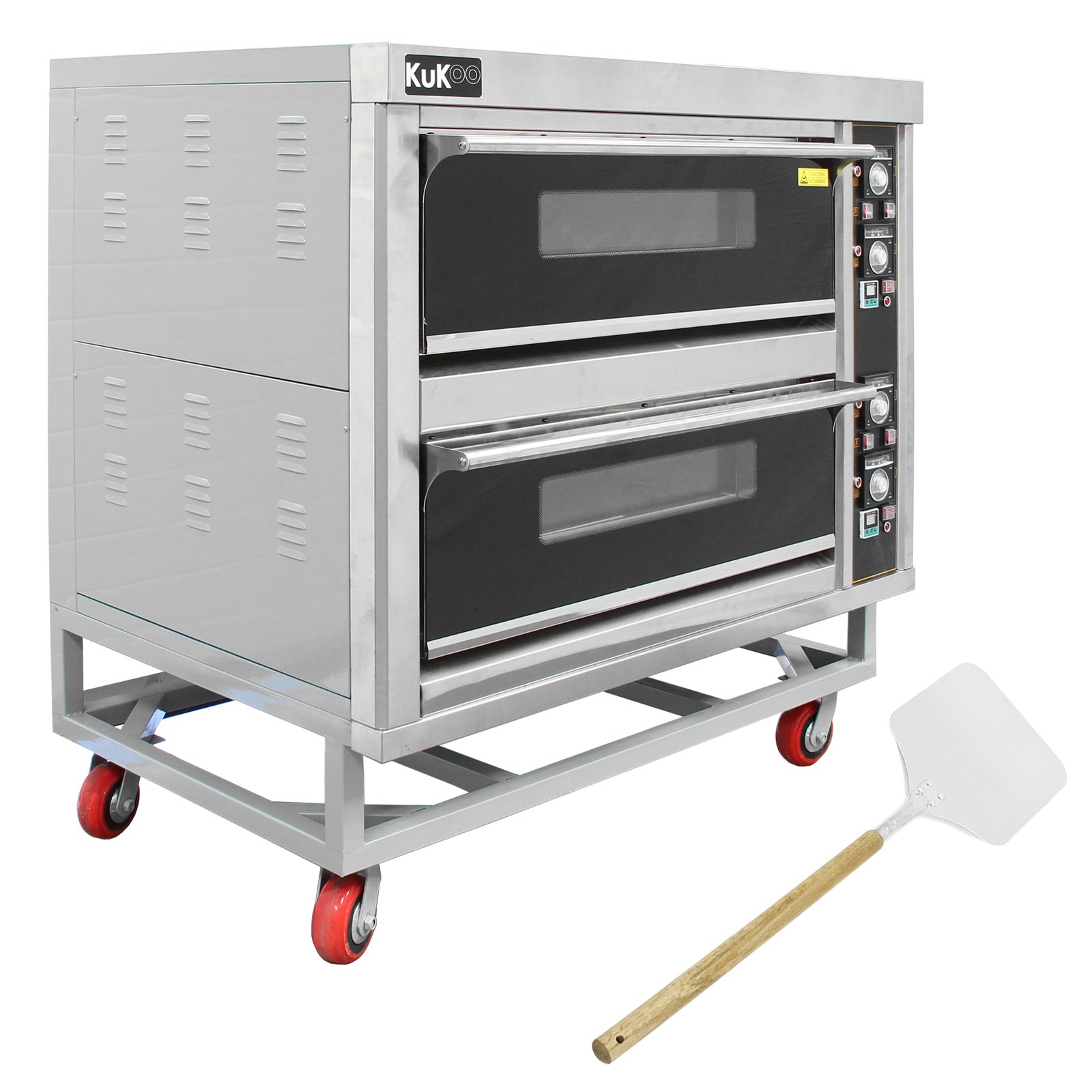 Four à Pizza Professionnel électrique 2 étages - 6600W, Jusqu’à 400°C, Soles En Pierre (offerts : Plateaux Et Pelle)