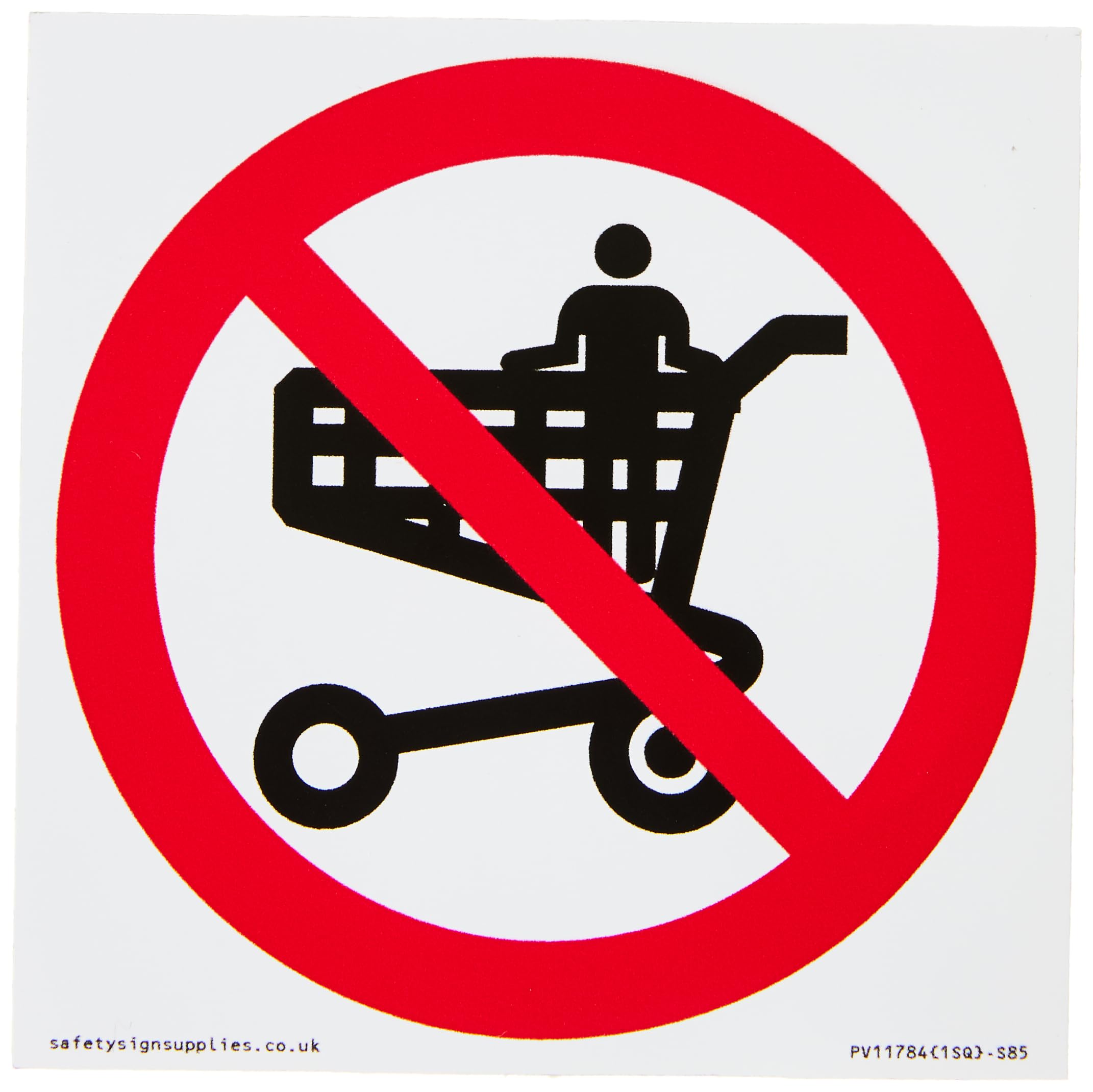 Viking Signs P925 Prohibition: No standing in trolley Sign - 85x85mm - S85, Red/White
