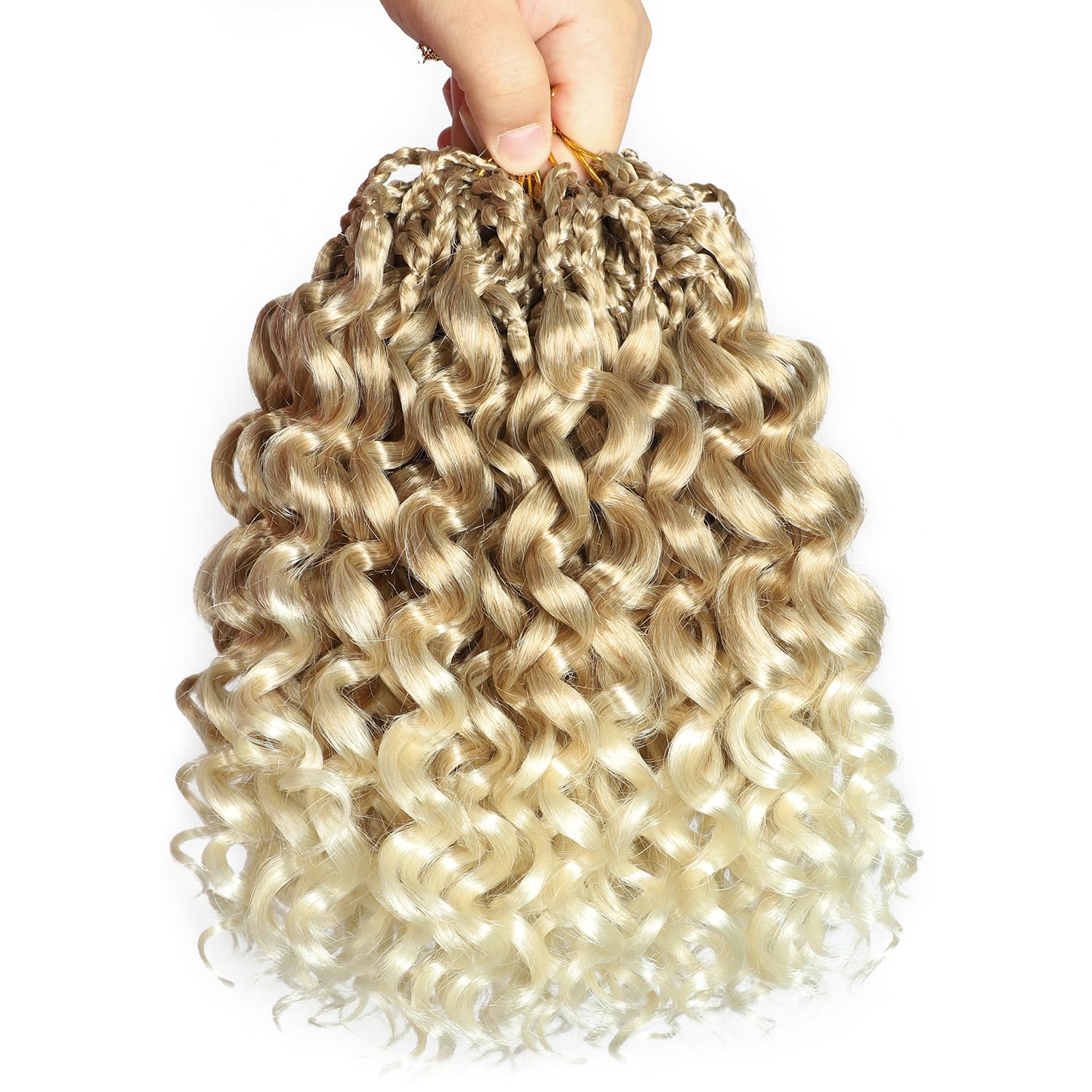 Gogo Curl Crochet Hair 10 Inch 9 Packs Ocean Wave Curly Crochet Hair for Black Women Pre-Looped Deep Wave Water Curly Braiding Extensions (27/613#