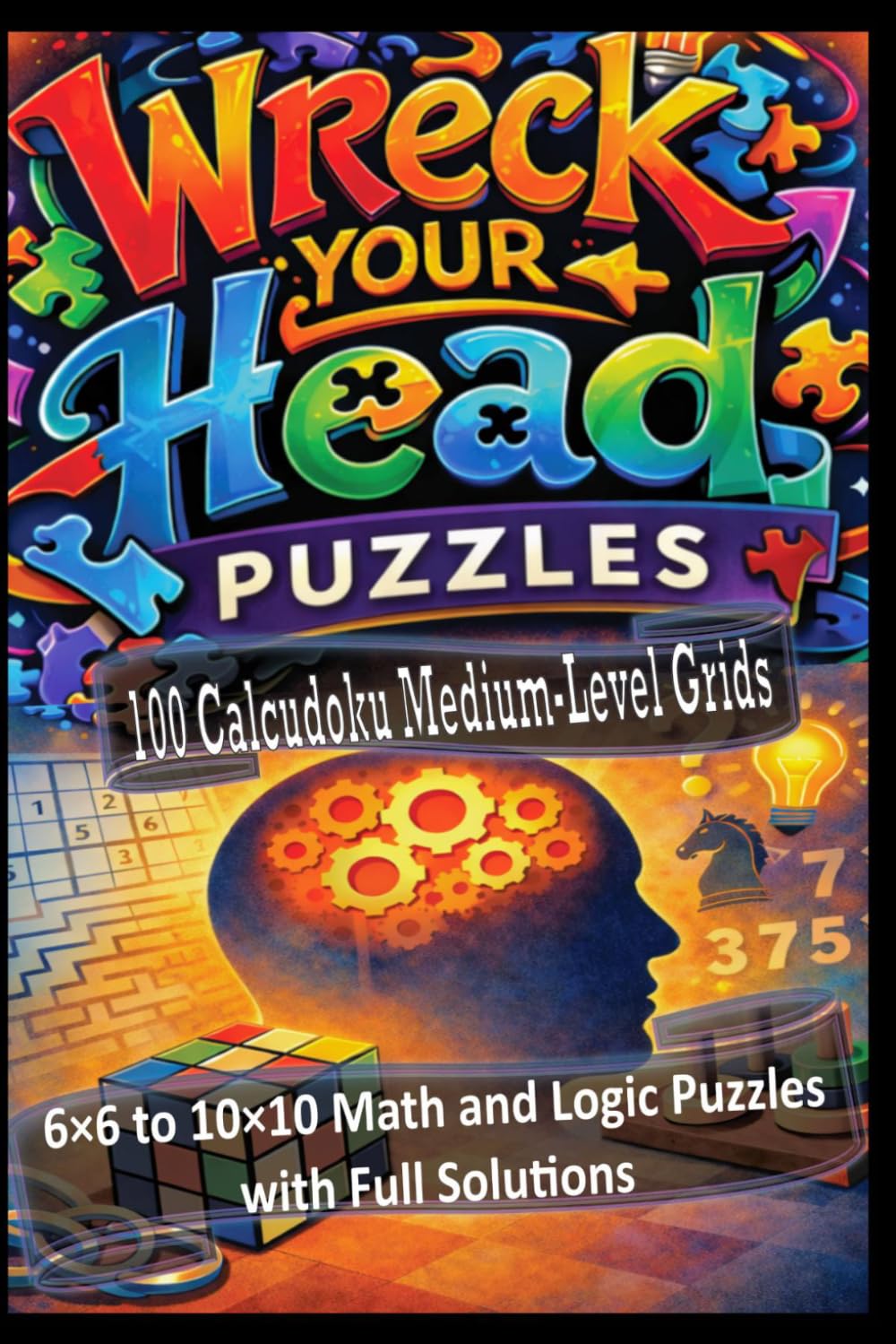 100 Calcudoku Medium-Level Grids: 6×6 to 10×10 Math and Logic Puzzles with Full Solutions