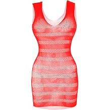 Women Fishnet Lingerie V-Neck Sleepwear One Size One Piece Babydoll Mini Dress One Piece