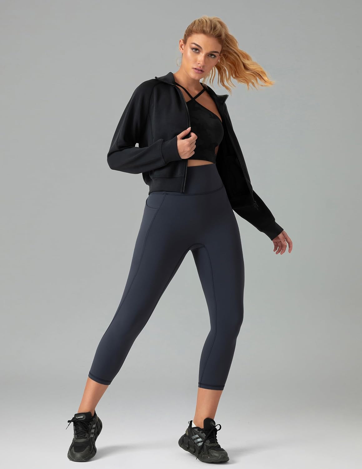 Colorfulkoala Dreamlux No Front Seam Capri Leggings with Pockets for Women - High Waisted 21" Buttery Soft Yoga Pants