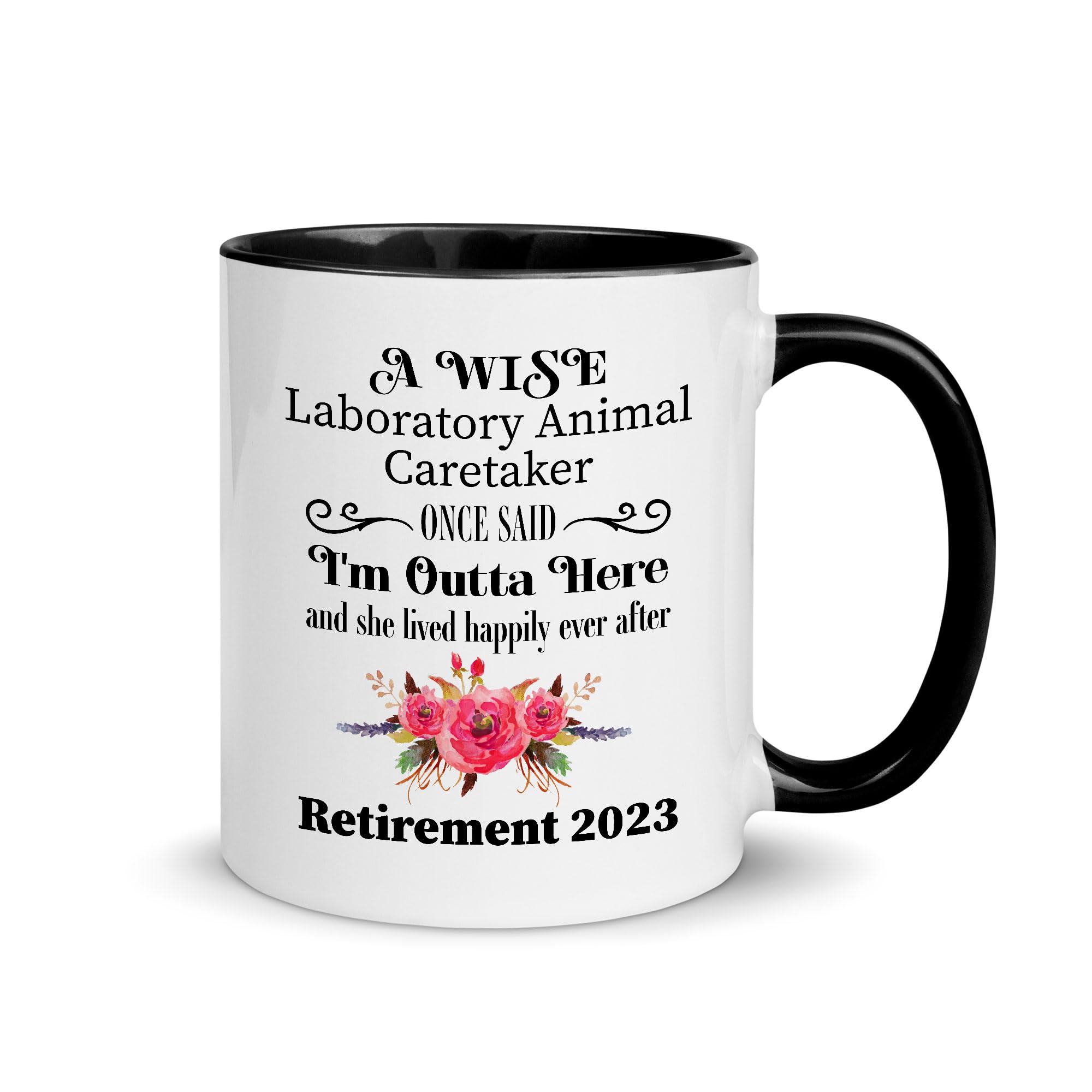 Retirement Gifts for Laboratory Animal Caretaker - I'm Outta Here Mug for Women Female - Her Cute Floral Flowers Gift Ideas for Retired Moving Farewell Party Happy Retirement 2023