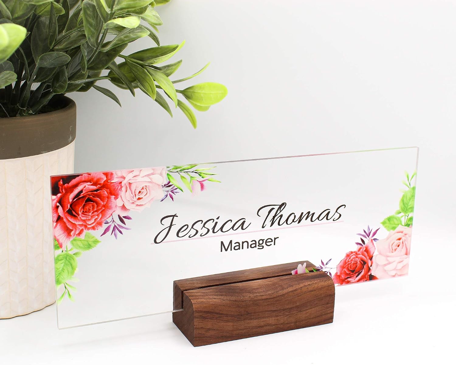 Desk Name Plate Office Supply Personalized Secretary Sign Gift Custom Professional Wood Office Sign 8"x3"