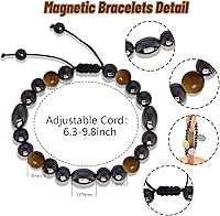 Vista 20 de Hion Paquete de 2 tobilleras de terapia de hematita para mujeres/hombres