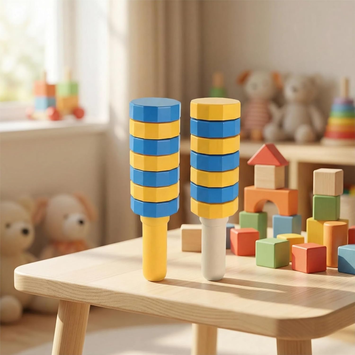 Handheld Wooden Balancers, Wooden Balance Challenge Set, Hand Eye Coordination Sensory Balance Toy for Kids, Coordination & Motor Skills, Encourages Creative Play & Patience (2pc)