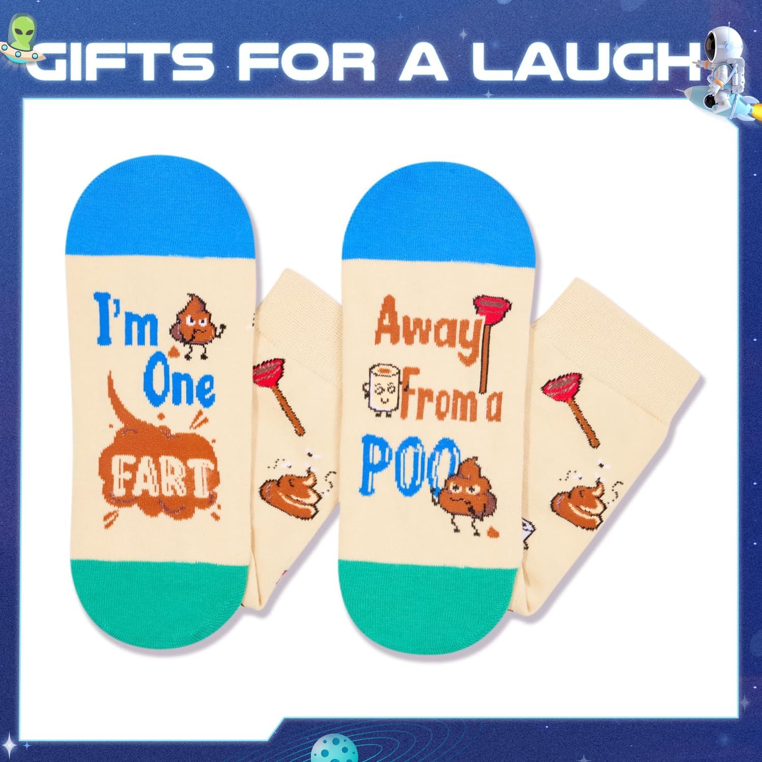 HAPPYPOP Funny Socks for Men Women - Fart Sarcastic Silly Socks, American Flag USA Gifts - Image 4