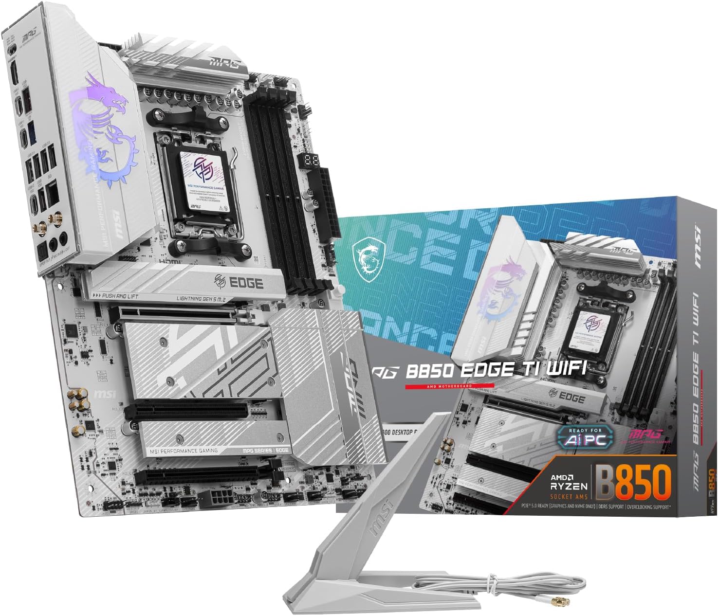 MPG B850 EDGE TI WIFI ATX Motherboard Compatible with AMD Ryzen 9000/8000/7000 Series (AM5) MB6742