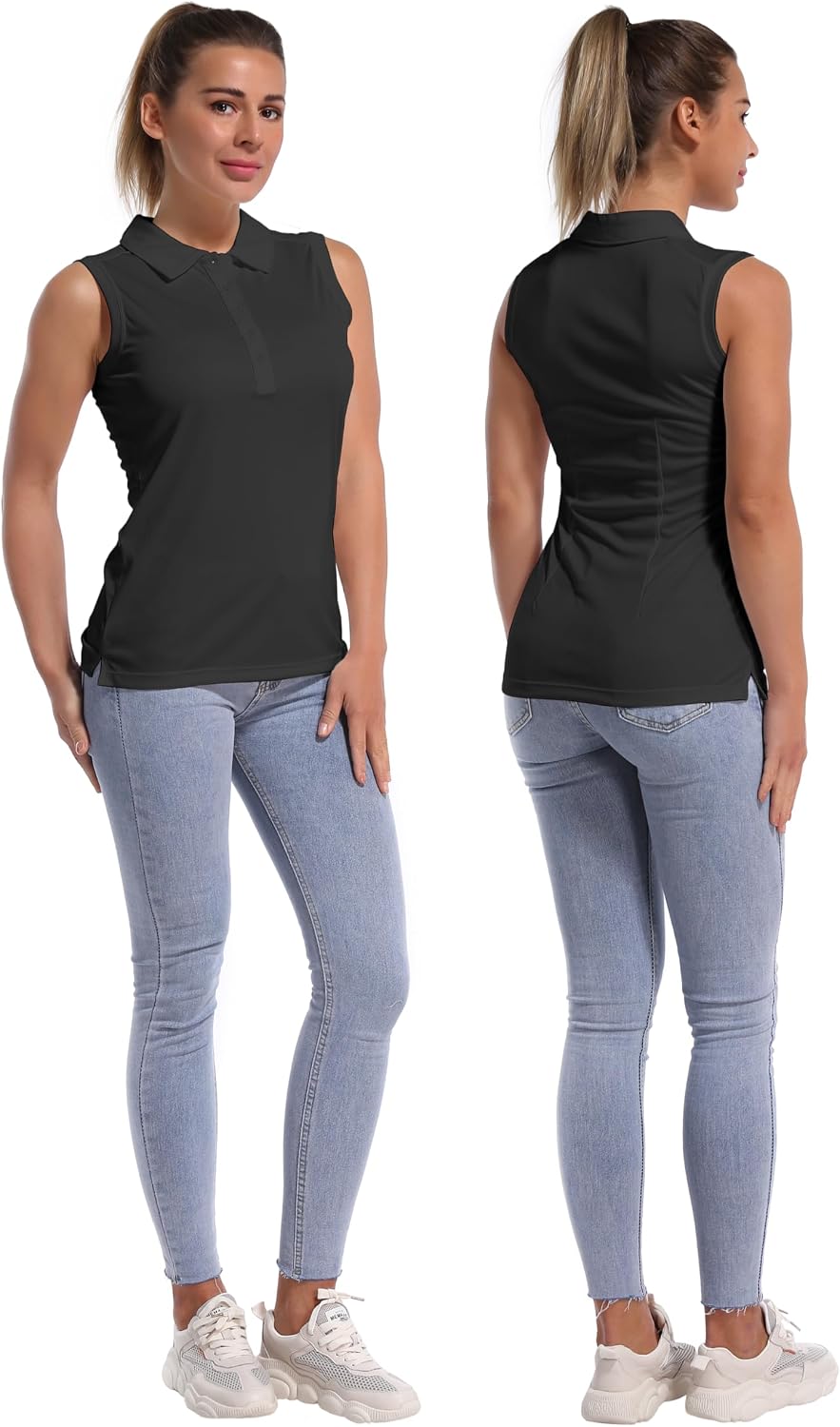 BUBBLELIME Sleeveless Polo Women's UPF 50+ Sun Protection Athletic Tennis Golf Shirts Quick Dry Outdoor Sports