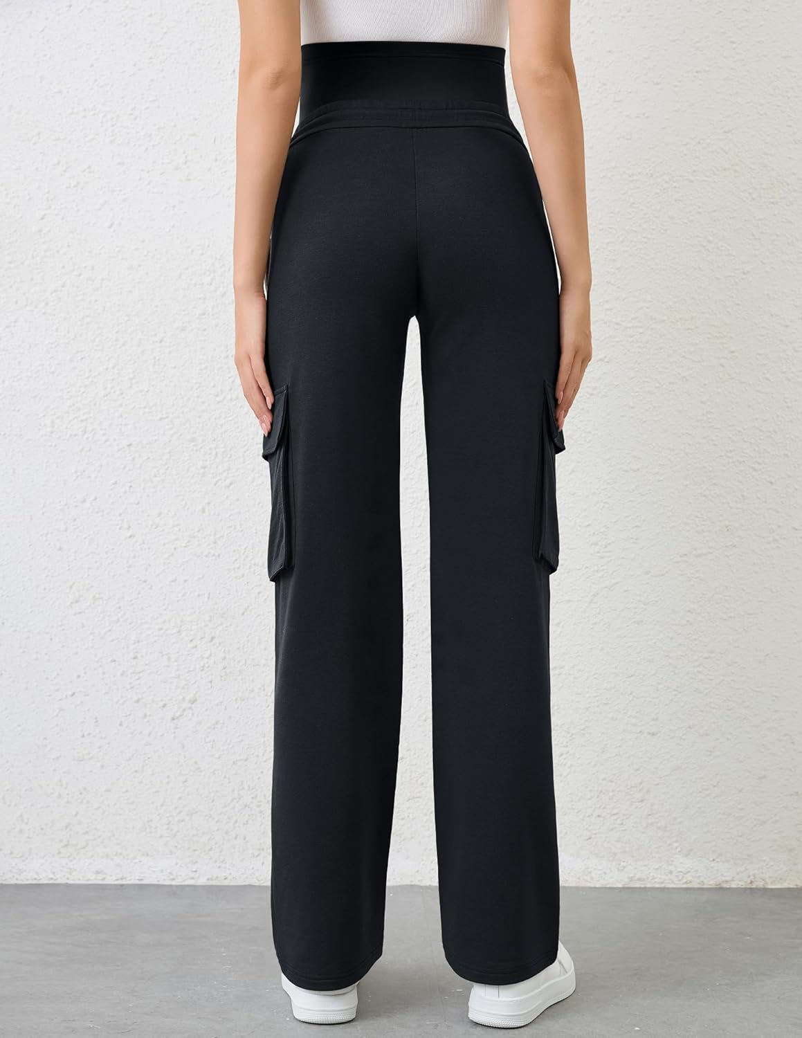 FABRACK Women's Maternity Cargo Pants Sweatpants Over The Belly Casual Comfy Drawstring Pregnancy Pants with 4 Pockets - Image 3