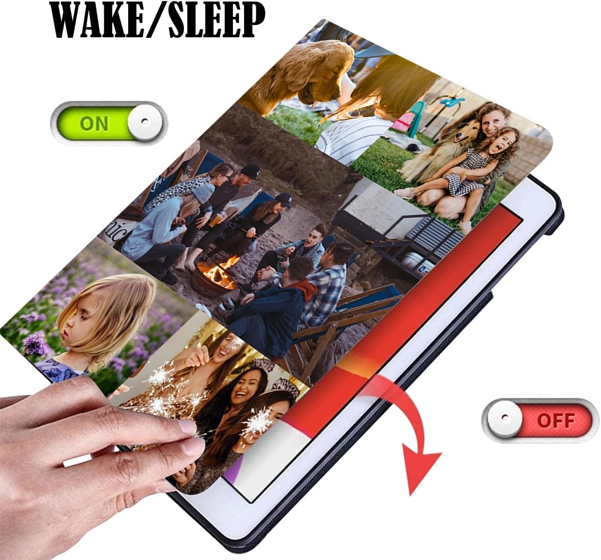Personalized Customized Case for iPad Pro 13 Inch M5 2025/M4 2024,Custom Multi-Picture Collage Photo Text Name,Shockproof Durable Leather Flip Smart Stand Cover for iPad Pro 13 Inch,Auto Wake/Sleep