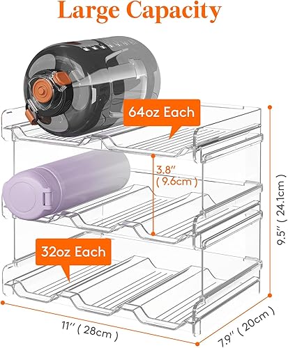 Miniatura 4 de Lifewit Organizador apilable para botellas de agua para gabinete, soporte para botellas de agua extragrande, organización y almacenamiento de