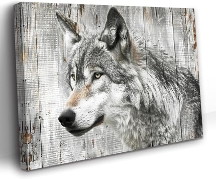 PBXBJY Wolf Canvas Wall Art Wild Animal Pictures Wolf Portrait Painting Posters Wildlife Print Modern Artwork for Living Room Office Kids Room Decor Frame 20.00" x 30.00"