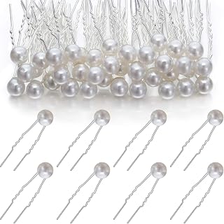 40 Packs Pearl Hair Pins Wedding Bridal Flower Pins for Brides and Bridesmaids Hair Style (0.4 Inch)